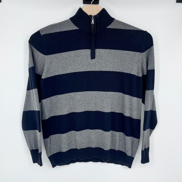 Merona Other - Merona Quarter Zip Sweater Mens XL Black Gray Striped Preppy Academia Classic